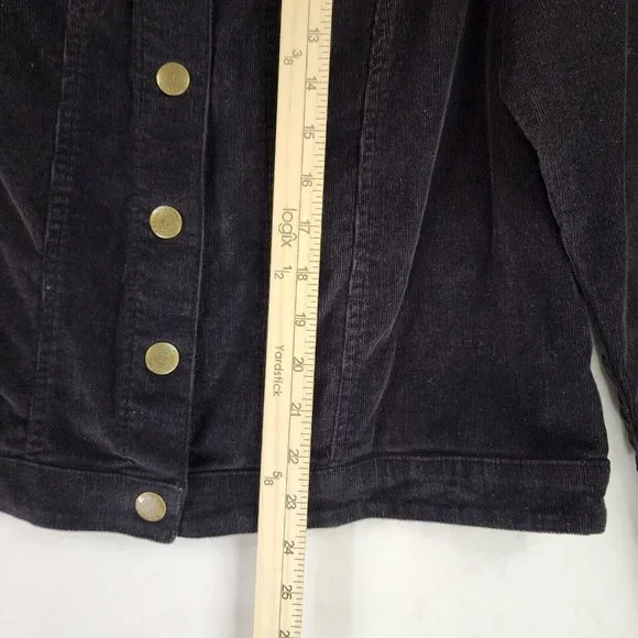 Cathy Daniels Jacket Womens Large Black Corduroy Rhinestone Western Snap On - Picture 6 of 11